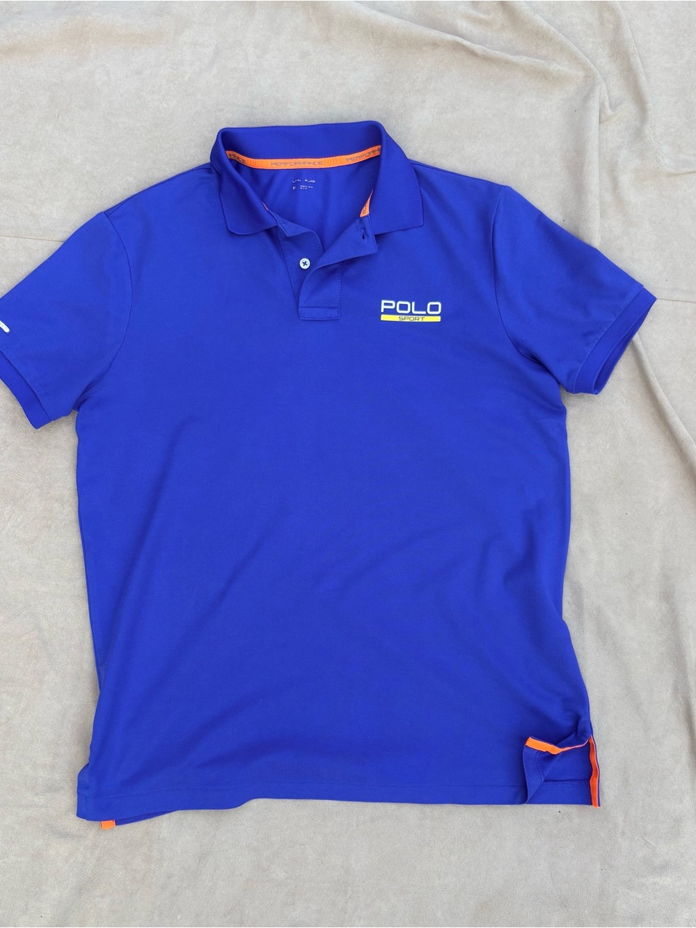 🏇Polo by Ralph Lauren Thermo Vent Men’s Cobalt Blue Polo with Orange Trim - M